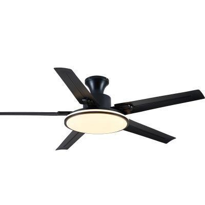 China DC Motor 5 Iron Blades Modern Smart 52 Inch LED Remote Control Ceiling Fan Light for sale