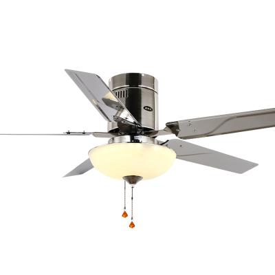 China Low Modern Wood Floor Ceiling Fan With Silver LED Light Ceiling Fan With Light Remote Control for sale