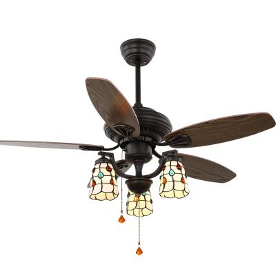 China Retro Modern 5 Blade Wooden Ceiling Fan Lights Remote Control Ceiling Fan Lamp for Living Room Indoor Home Restaurant for sale