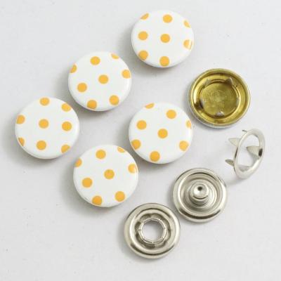 China 12mm Viable Custom Heart Logo Printed Brass Snap Button For Clothes for sale