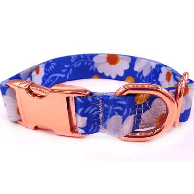 China Sustainable Decorative Waterproof Dog Collar Pet Cloth Brass Eco-Friendly Harness Material Buckles Comfort Dog Collar for sale