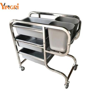 China 201 Stainless Steel Hot Selling Three Layers Room Service Cleaning Car Trolley Hotel Trolley Trolley Service Restaurant for sale