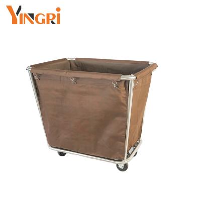 China Stainless Steel 201 Tapered Canvas Round Tube Stainless Steel Laundry Trolley Clean Carts for sale