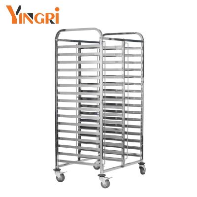 China 201 Stainless Steel Food Cart Beverage Dessert Bakery Cooling Tray Rack Bread Trolley for Fast Food Kitchen Equipment for sale