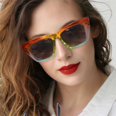 China Hot New Fashion Cat Eye PC Frame Sunglasses Women Personality Colorful Sun Shade Lenses 400 UV for sale