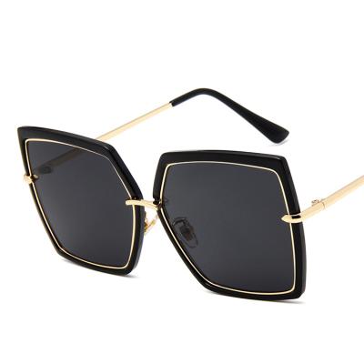 China Oversized Sunglasses Men Retro Metal Sunglasses Fashion 2021 Sunglasses Uv400 Gafas Women Vintage Polygon Mirror Glass Personality for sale