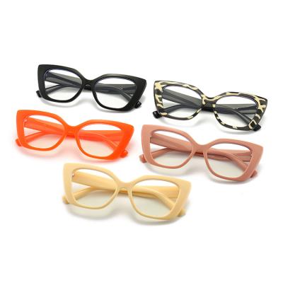 China Anti Blue Ray 2022 New Style Women Cat Eye Glasses For Computer Anti-blue Light Pink Eyeglasses Men Orange Flat Mirror Retros for sale