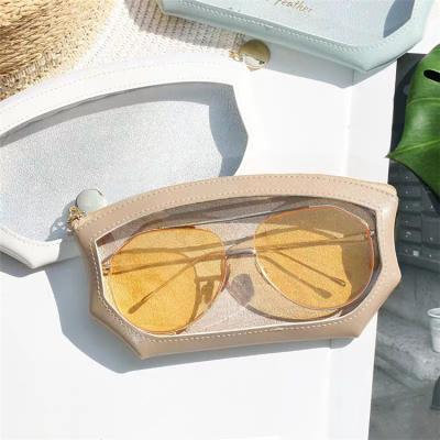 China Factory Price Eco-friendly Lovely PU Leather Sunglasses Case For Women Translucent Sunglasses Case With Custom Logo for sale