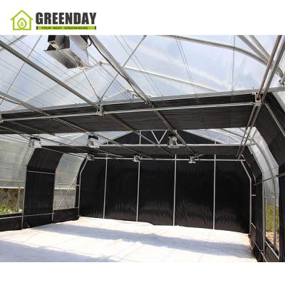 China GREENDAY Greenhouse Factory China Factory Single-span Running Quick Circle Auto Blackout Light Deprivation Stable Structure For Medical for sale