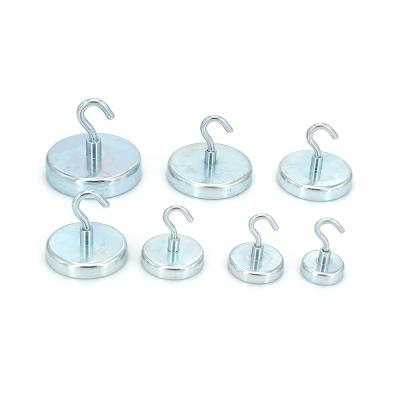 China Ceramic Ferrite Round Base Hook Magnet Pot Holder Ferrite Fastener Round Base Magnetic Hook Magnet With Magnet Hook for sale