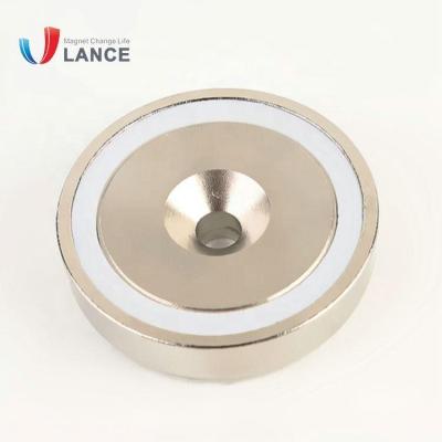 China Magnet 22lbs 11kgs D20mm Industrial Neodymium Magnetic Pot For Mounting Screw for sale