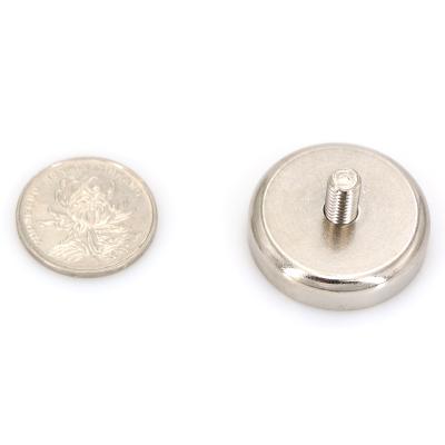 China Industrial magnet D16mm neodymium pot magnet, with outer wire, nickel coating for sale