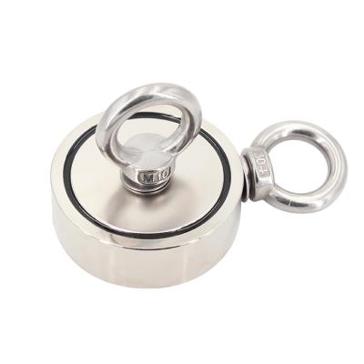 China Industrial Magnet N35 D67mm 380LBS/170kg Double Sided Neodymium Super Strong Round Fishing Magnet With Hole for sale