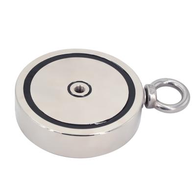 China Industrial Magnet Double Side Ring Round Neodymium Eyebolt Salvage Magnet Fishing Industrial Super Strong Magnet 600KG 1322LBS D136mm Ndfeb for sale