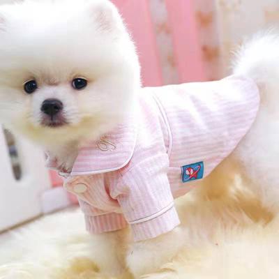 China Sustainable Pet Clothing Cat Cat Pet Clothing Dog Comfort Clothing Home Striped Pajamas for sale