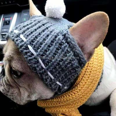 China Fashion Winter Dog Hat Christmas Warm Pet Windproof Hats Dog Wool Accessories For Small Medium Dogs Hat French Bulldog Outdoor for sale