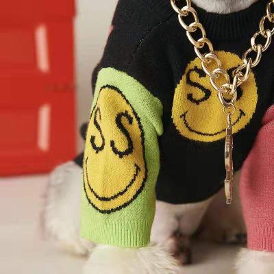 China Viable Smiling Dog Sweater Winter Fall Sweater Dog Face Cat Dog Clothes Fashionable for sale