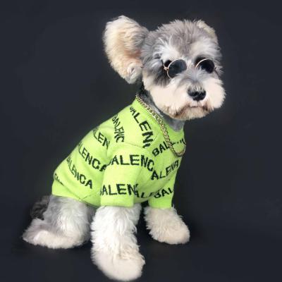 China Sustainable Spring Dog Sweater Fashion Pullover Pet Knit With Alphabet Cat Logo Popular Pet Clothes for sale