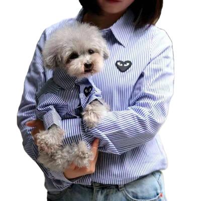 China Fashion Viable Dog Blue Stripe Shirt Summer Red Clothes For Small Medium Cat Schnauzer Puppies Clothes French Bulldog Clothes for sale