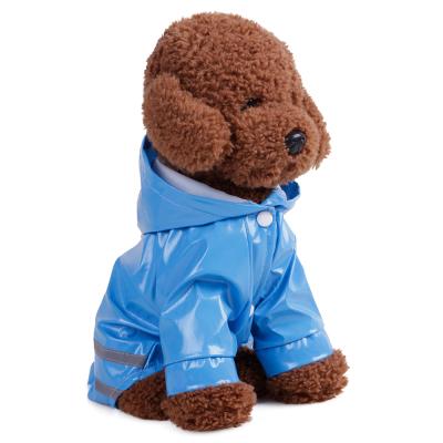 China Sustainable Spring / Summer Pet Raincoat Clothes PU Reflective Dog Hooded Windproof Raincoat for sale