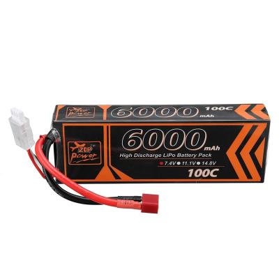 China Small Lightweight High Capacity ZOP Power 7.4V 6000mAh 35CC 2S Case Lipo Battery T Hard Deans Plug For RC Cars Batteria for sale