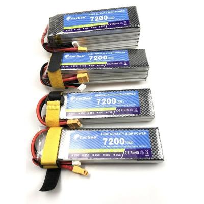 China Toys 6S 22.2V RC Lipo Battery 7200mah 25C 30C 35C 60C for RC Car Vehicle Truck Helicopter Boats 6S LiPo Airplane for sale