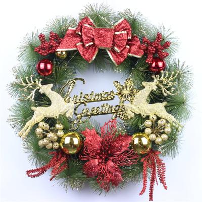 China Decorative Plastic Christmas Pine Needles Weave Simulated Artificial Plants Decorate Pine Needles Wreath for sale