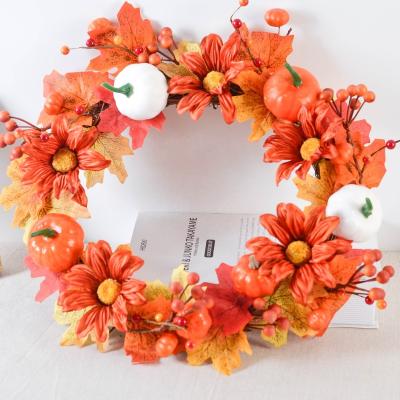 China Silk Flowers+Artificial Flower Wreath Halloween Christmas Thanksgiving Cane Home Window Decorative Wall Decor Fake Flower Wreath for sale