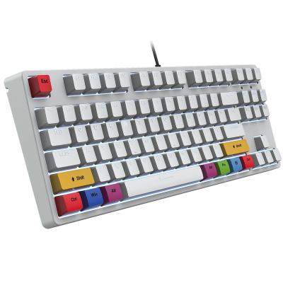 China Hot Selling L600 Anti-Ghosting 87 Keys Red Shaft White Color PBT Keycaps RGB Wired Mechanical Gaming Keyboard for sale