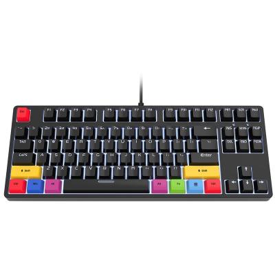 China Anti-ghosting Color 87 Keys L600 Axis PBT Black Red Keycaps RGB Wired Mechanical Gaming Keyboard for sale