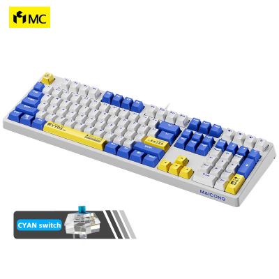 China hot selling KB108 108Keys Anti-ghosting Axis PBT Cyan Keycaps RGB USB Wired Mechanical Gaming Keyboard for sale