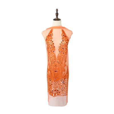 China Durable Hot Sale Product Decorative Lace Rhinestone Bodice Applique Crystal Beaded Full Body Embroidery Patch For Long Dress for sale