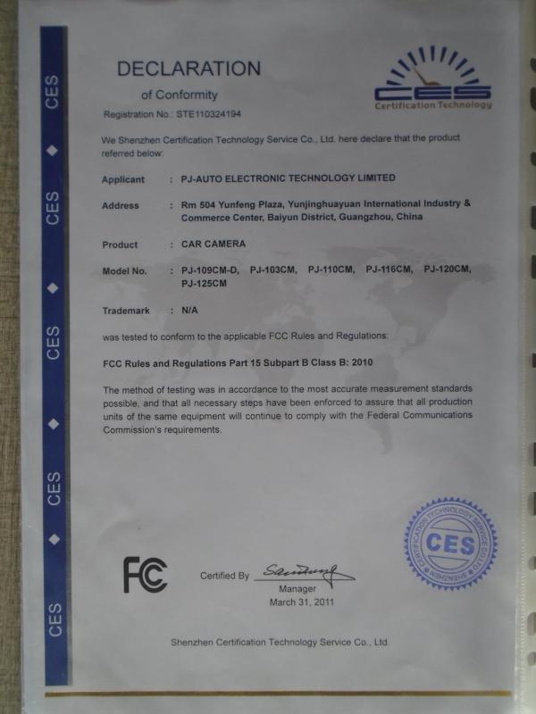 FCC - Guangzhou Pj-Auto Electronic Technology Limited