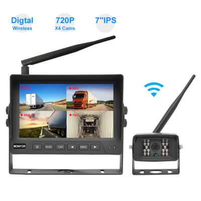 China Rear View Assist 2.4GHZ 720P HD 7 Inch Monitor Wireless Car Reverse Rear View Camera Monitor Backup System For Bus Truck Reversing Aid for sale