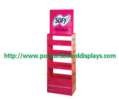 China Trade Show Double Side Corrugated Plastic Displaysanitary Towel Display Stand for sale