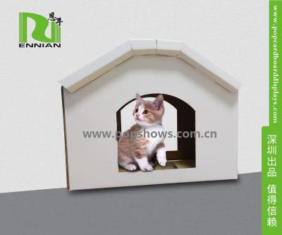 China Cuddly Stable Corrugated Cardboard Furniture Cat House Indoor Textured Surface Grinding Claws for sale