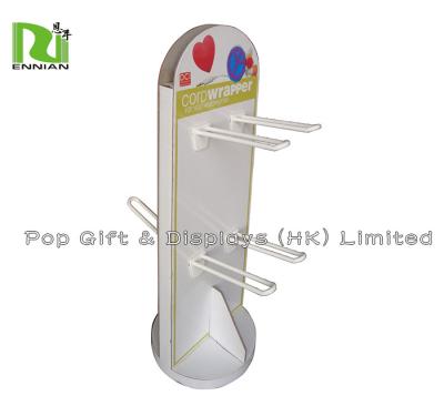 China Double sides cardboard display rack spinner display with plastic hooks for sale