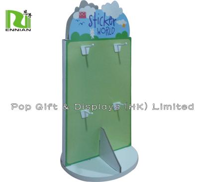 China Customized Counter Spinner Display Racks With Diecut And Plastic Hook for sale