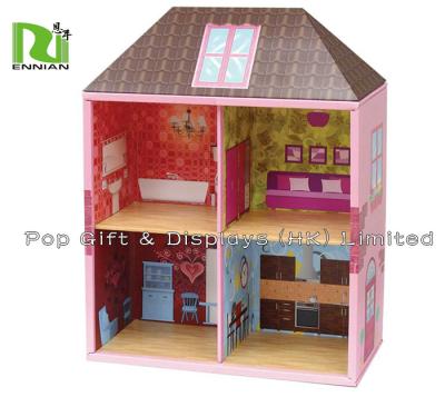 China Two Layers Showing Corrugated Cardboard House Kids Play Hut Toy for sale