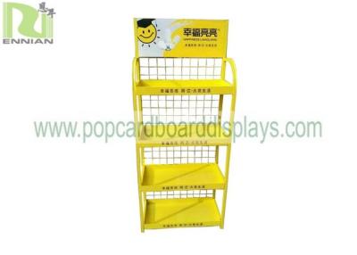 China 4 Tiers Wire Grid Display Racks , Metal Wire Racks For Displaying Merchandise , metal display standing with customized for sale