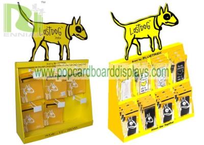 China countertop pets display stand ,cardboard counter display unit with plastic hooks for blister products for sale