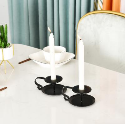 China Wholesale High Quality Home Decoration Metal Tea Light Holder Iron Candle Holder Black Candlestick Holder for sale