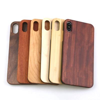 China Fanshion Simple Durable Real Wood Shell Laser Engraving Custom Design Handmade Wooden Phone Case For iphone X 13 for sale