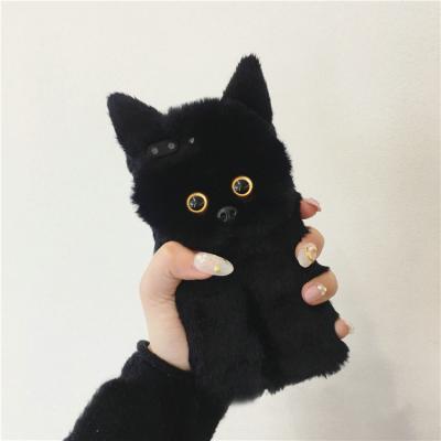 China Plush Toy Animal Cat Mobile Phone Seamless Fit Case Plush Furry Phone Case For iPhone 6 for sale