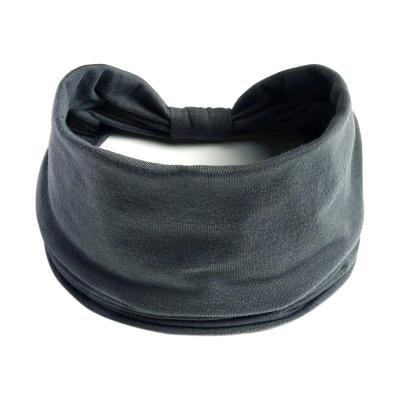 China EXFOLIATE Solid Color Middle Wide Edge Knotted Bundle Yoga Cross Elastic Headband for sale