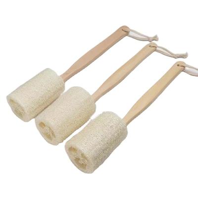 China EXFOLIATE Loofah Exfoliating Wooden Bath Sponge Massage With Long Handle Wooden Shower Brush for sale