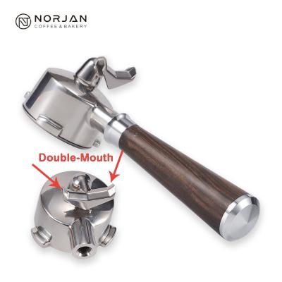 China Stainless Steel + Mahogany Double-Mouth Coffee 54mm Bottomless Portafilter for 870/878/880 Filter Basket Stainless Steel Replacement Espresso Tool for sale