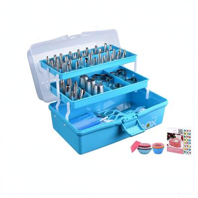 China Disposable Baking Tool Kit With Storage Box Cake Decorating Tips Cake Pipe Stand 236pcs Cake Decorating Kits for sale