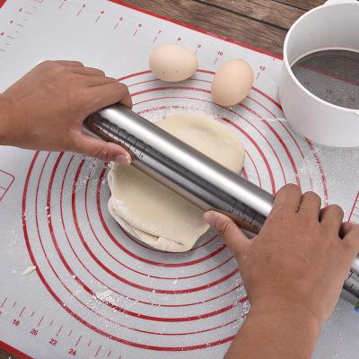 China Non-slip Food Grade Silicon Baking Mat Dough Mat Set With Rolling Pin Heat-Resistant Baking Mat With Measures For Kitchen for sale