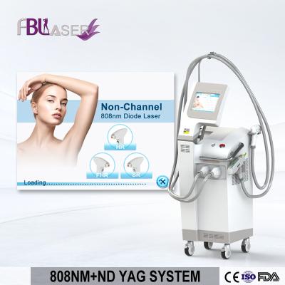 China professional diode laser hair removal + nd yag laser tattoo removal beauty device 2 handles in 1 machine for sale